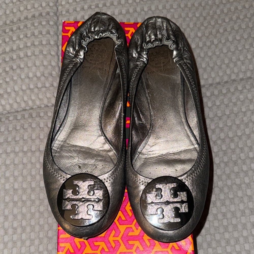 Tory Burch Women's Metallic Black Flats